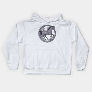 Running Horse on Ink Kids Hoodie